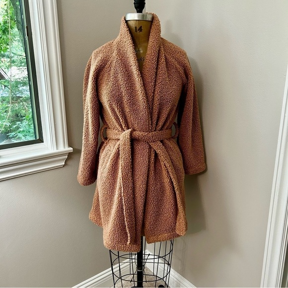Talbots Haven Well Within Sherpa Robe Clay Camel Tan Size XS - Picture 6 of 11